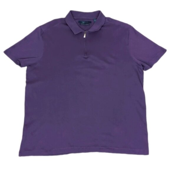 Perry Ellis Pima Cotton Polo Shirt Royal Purple Short Sleeve Golf Quarter Zip - Picture 1 of 9